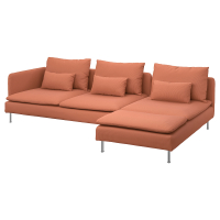 SÖDERHAMN Sofa 4-osobowa z szezlongiem, i otwarty koniec Kelinge/rdzawy