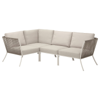 SEGERÖN Sofa narożna 3-osobowa, zewnętrzne biały/beżowy/Frösön/Duvholmen beżowy