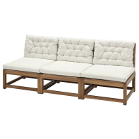NÄMMARÖ 3-osobowa sofa modułowa, zewn, bejca jasnobrązowa/Kuddarna jasny szarobeżowy