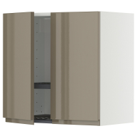 METOD Szafka ścienna z ociekaczem/2 drzwi, biały/Voxtorp połysk ciemnoszarobrązowy, 60x60 cm