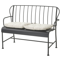 LÄCKÖ Sofa 2-osobowa, na zewnątrz, szary/Kuddarna jasny szarobeżowy
