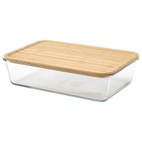 IKEA 365+ 295.805.36 Контейнер для продуктов с крышкой 3,1 л большой прямоугольник/бамбуковое стекло