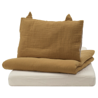 GULDVÄVARE Комплект постельного белья для детской кроватки 3 предм. 60x120 см темно-желтый/бежевый