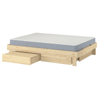 GLAMBERGET IKEA 395.684.78 Каркас кровати без основания 120x200 см с ящиком для хранения и матрасом сосна/Вестерёй жесткий