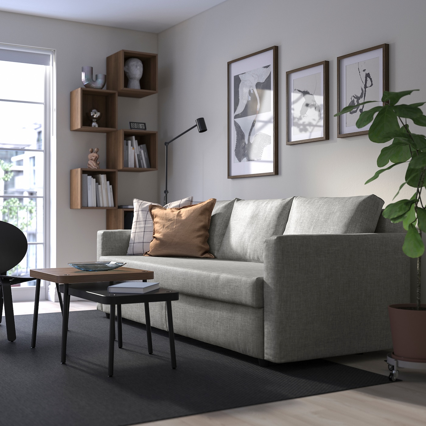 FRIHETEN IKEA 605.512.25 3-местный диван раздвижной Faringe светло-серый