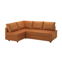 FRIHETEN IKEA 795.170.57 Угловой диван с функцией сна, с дополнительными подушками спинки/Faringe коричнево-оранжевый