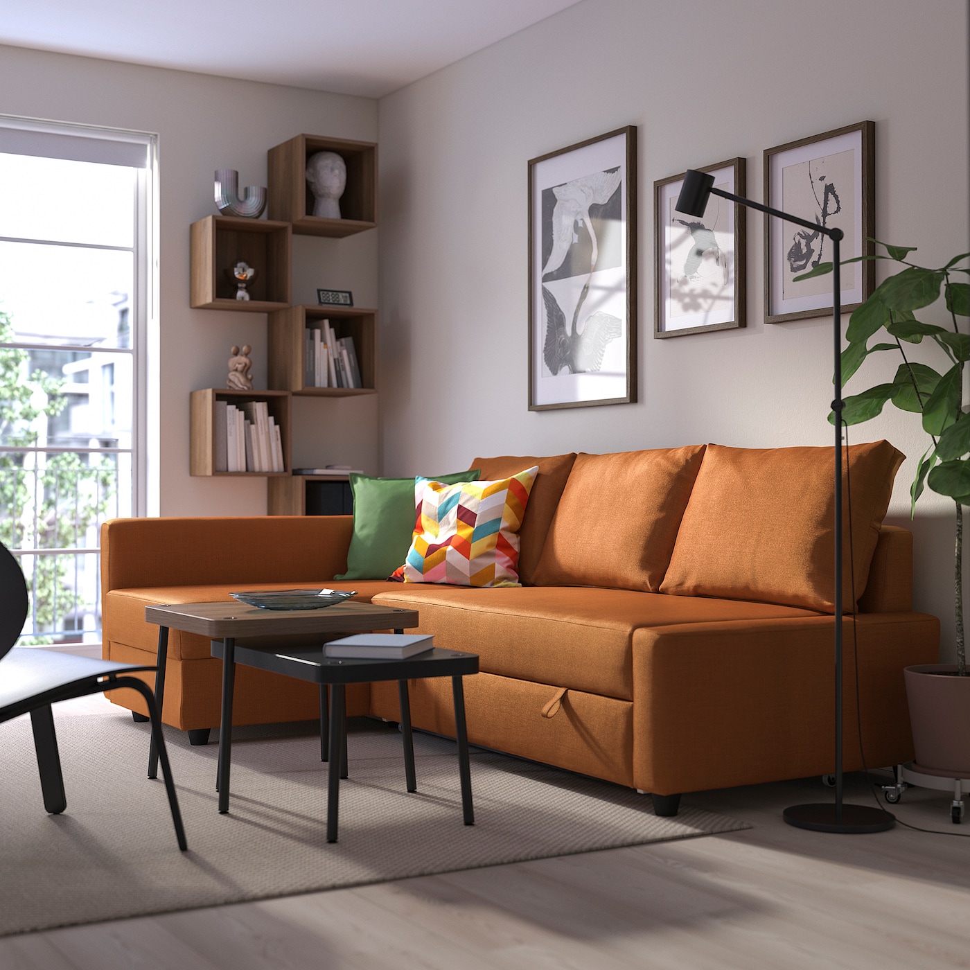 FRIHETEN IKEA 195.170.41 Угловой диван с функцией сна, Faringe коричнево-оранжевый