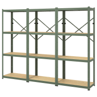 BROR IKEA 495.161.44 Стеллаж 254x40x190 см серо-зеленая/сосновая фанера