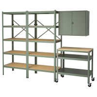 BROR IKEA 995.161.46 Комбинация полки/шкаф/бар серо-зеленый/сосновая фанера