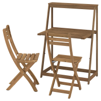 DJUPÖN / ASKHOLMEN IKEA 196.081.02 Стол и 2 складных стула для сада и балкона темно-коричневый