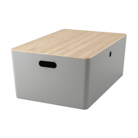 KUGGIS IKEA 295.968.15 Контейнер с крышкой светло-серый/бамбук 37x54x21 см
