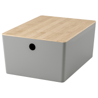 KUGGIS IKEA 695.968.18 Контейнер с крышкой 26x35x15 см светло-серый/бамбук