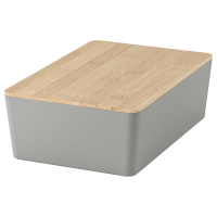 KUGGIS IKEA 895.968.22 Контейнер с крышкой 18x26x8 см светло-серый/бамбук