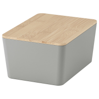 KUGGIS IKEA 095.968.16 Контейнер с крышкой 13x18x8 см светло-серый/бамбук