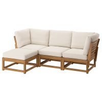 NÄMMARÖ IKEA 396.103.16 Модульный диван 3-местный садовый с подставкой для ног морилка светло-коричневая/Фрёсон/ДУвхольмен бежевый