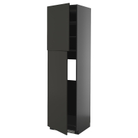 METOD Sza wys lod z 2 drz, czarnoszary/Nickebo matowy antracyt, 60x60x220 cm