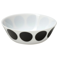 OFTAST Miska, biały czarny/wzór w kropki, 15 cm