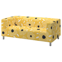KLIPPAN Sofa 2-osobowa, Tingetorp żółty/biały/wzór kwiatowy