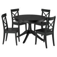 ROSENTORP / ROSENTORP Stół i 4 krzesła, czarny/czarny, 110/155 cm