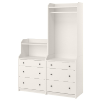 Zestaw mebli HAUGA: szafa, komoda, półki - minimalistyczny design