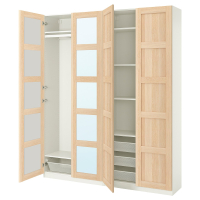 Szafa Ikea PAX - jasny dąb, 3 drzwi, szkło, regulowane wnętrze Szafa Ikea PAX - jasny dąb, 3 drzwi, szkło, regulowane wnętrze