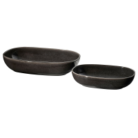 GLADELIG: 2 ciemnoszare naczynia żaroodporne, kamionka, owalny kształt, elegancki design.
