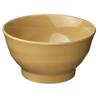 Żółta ceramiczna miska o gładkim, okrągłym kształcie i błyszczącym wykończeniu, idealna do serwowania potraw.