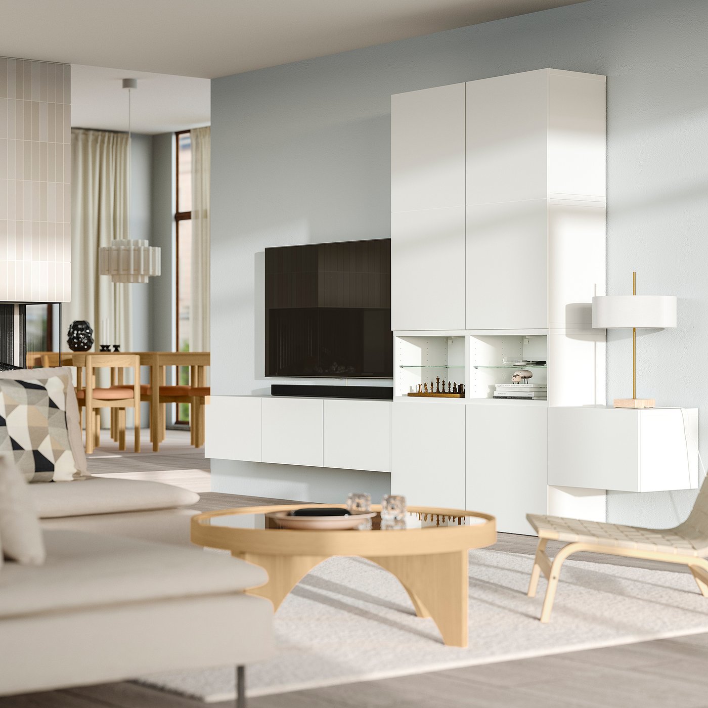 BESTÅ Szafka na TV,hifi, biały/Lappviken biały, 360x42x231 cm