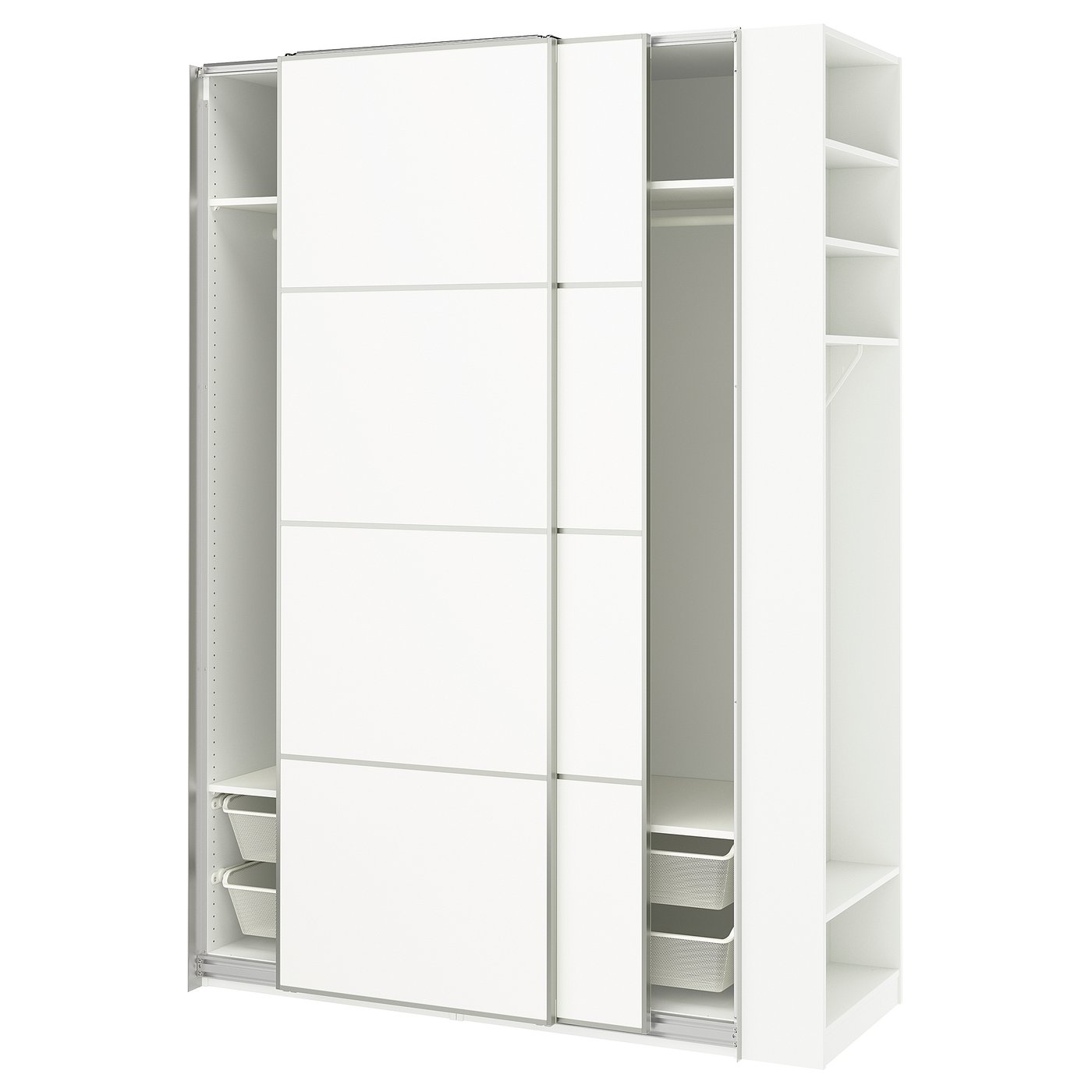 PAX / MEHAMN Szafa z przesuwanymi drzwiami, biały aluminium/biały biały, 170x66x236 cm
