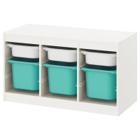 TROFAST Стеллаж с ящиками Белый/Бирюзовый 99x44x56 см IKEA 993.287.96