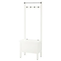 HEMNES Скамья с ящиком/штанга 4 крючка белый 64x37x173 см 303.966.55