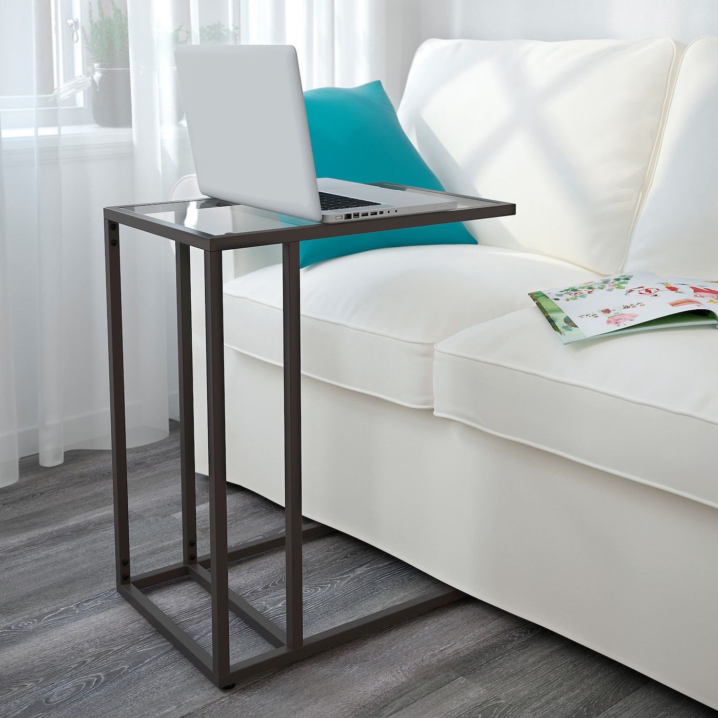 VITTSJO IKEA 002.502.49 Подставка д/ноутбука 35x65 см черно-коричневый/стекло