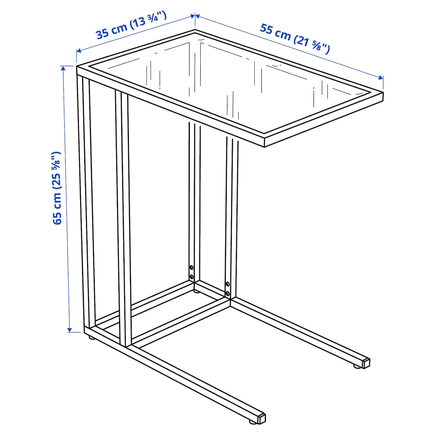 VITTSJO IKEA 002.502.49 Подставка д/ноутбука 35x65 см черно-коричневый/стекло