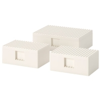 BYGGLEK БЮГГЛЕК LEGO® контейнер с крышкой, 3 шт., белый