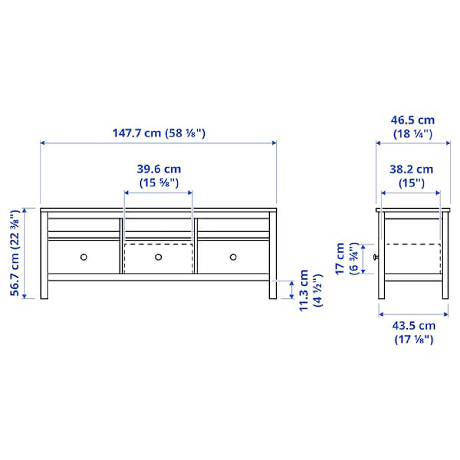 HEMNES Тумба ТВ 502.970.46 Черно-коричневый 148x47x57 см IKEA