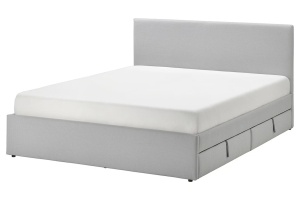 GLADSTAD IKEA 094.067.98 Кровать мягкая 140x200 2 контейнера Светло-серый