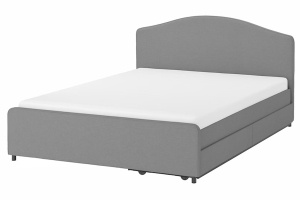 HAUGA Кровать с мягкой обивкой 393.366.43 2 ящика Серый 140x200 см IKEA