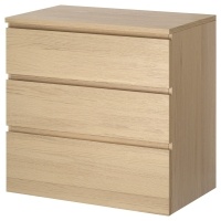 MALM IKEA 804.035.64 Комод 3 ящ. 80x78 см. Дубовый шпон беленый