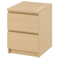 MALM Комод с 2 ящиками Дубовый шпон, беленый 40x55 см