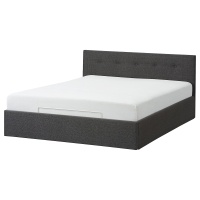 BJORBEKK Кровать с ящиком для хранения, серая 140х200 см