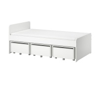 SLAKT Каркас кровати с 3 ящиками белый 90x200 см. IKEA