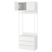 OPPHUS ОПХУС Гардероб 2-дверный+3 ящика, белый/Фоннес белый 80x42x221 см