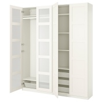 PAX / BERGSBO Гардероб-витрина 593.288.97 Белый/Матовое стекло 200x38x236 см IKEA