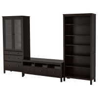 HEMNES ТВ комбинация черно-коричневый/прозрачное стекло 326x197 см. IKEA 492.995.60