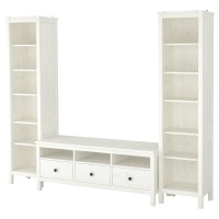 HEMNES ХЕМНЭС Шкаф для ТВ, комбинация, белая морилка 245x197 см