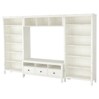 HEMNES Шкаф для ТВ, комбинация, белая морилка 326x197 см