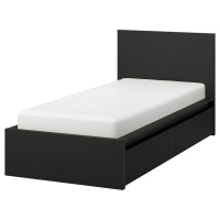 MALM Каркас кровати+2 кроватных ящика 90x200 см черно-коричневый 