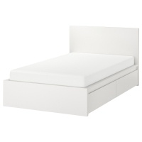 MALM Каркас кровати+2 кроватных ящика  120x200 см. Белый