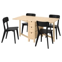 NORDEN / LISABO Стол и 4 стула 793.855.42 Береза/Чёрный 26/89/152 см. IKEA