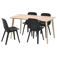 LISABO / ODGER IKEA 593.050.42 Стол и 4 стула 140x78 см. Шпон ясеня/Антрацит 